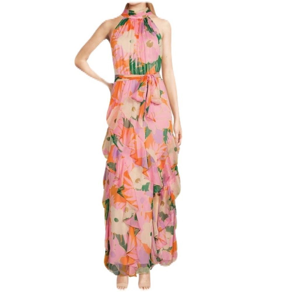 Alex Marie Floral Halter Maxi Dress - Size 18 - Picture 2 of 4